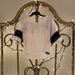 PINK Cropped White Tshirt